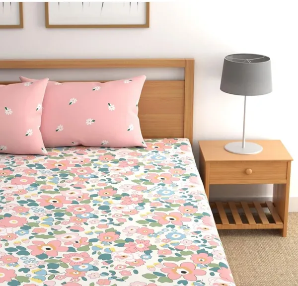 DECOR_HUB_220_TC_Fitted_Elastic_Bedsheet_with_Two_Pillow_Covers_(72X78X_Up_to_10_Inches)_&_360_Degree_Elasticated