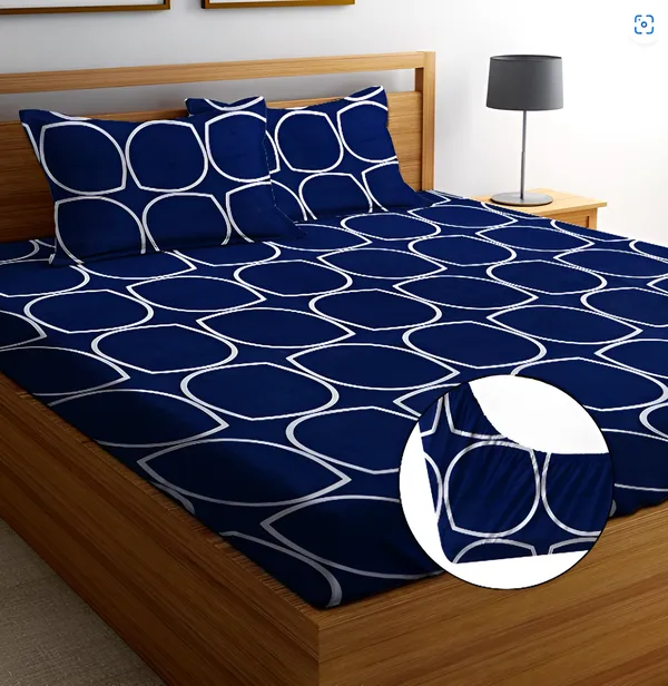 BLUE_CIRCLE_Premium_Fitted_Bedsheet_with_2_Pillow_Covers_(72X78X_Upto_10_Inches)_&_360_Degree_Elasticated