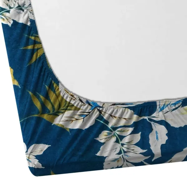 BLUE_220_TC_-_Cotton_Elastic_Fitted_King/Queen_Size_Bedsheets_With_2_Pillow_Covers