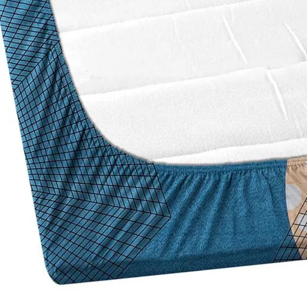 BLUE_Cotton_Elastic_Fitted_Bedsheets_300_TC_With_2_Pillow_Covers