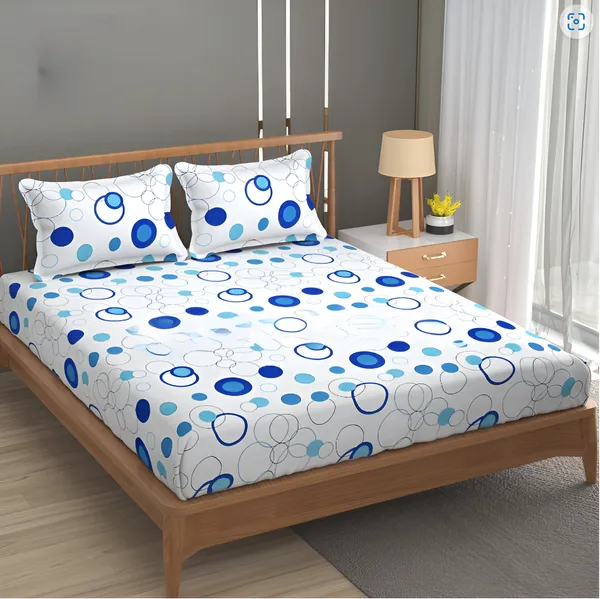 WHITE,_BLUE_HOLE_Premium_Fitted_Elastic_Bedsheet_with_Two_Pillow_Covers_(72X78X_Up_to_10_Inches)_&_360_Degree_Elasticated