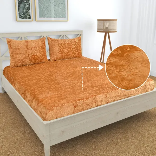 PREMIUM_500_TC_HEAVY_VELVET_WARM__FITTED_BEDSHEET_WITH_ELASTIC_ALL_AROUND_having_Embossing_Floral_design