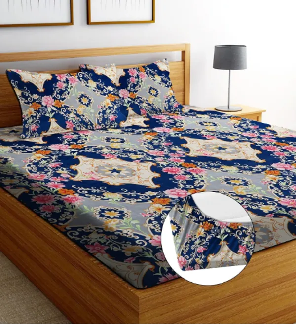 best_seller_220_TC_Cotton_All_Round_Elastic_Fitted_Bedsheet_with_2_Pillow_Covers_(72"_X_78"_X_up_to_10")_&_360_Degree_Elasticated