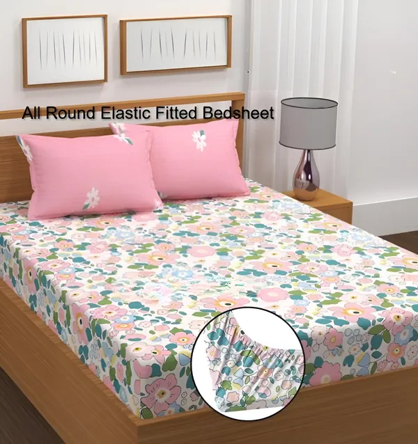 best_seller_220_TC_Cotton_All_Round_Elastic_Fitted_Bedsheet_with_2_Pillow_Covers_(72"_X_78"_X_up_to_10")_&_360_Degree_Elasticated