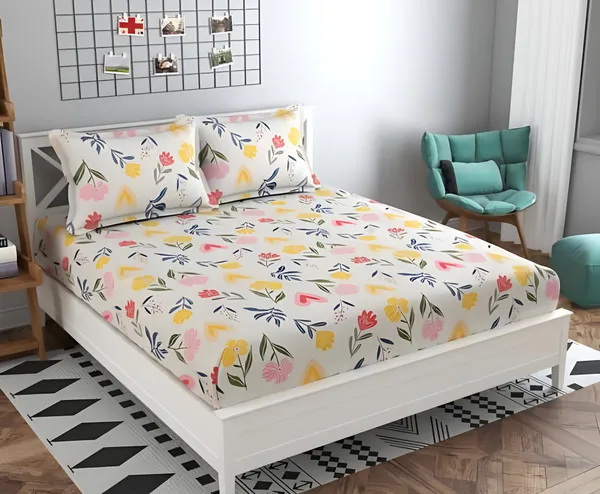 best_seller_220_TC_Cotton_All_Round_Elastic_Fitted_Bedsheet_with_2_Pillow_Covers_(72"_X_78"_X_up_to_10")_&_360_Degree_Elasticated