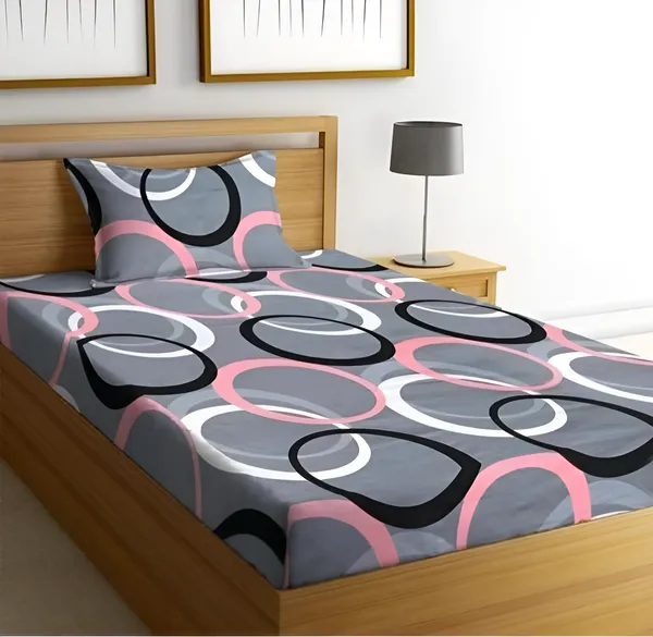 220_TC_Grey_Round_Design_Single_Bed_Fitted_Bedsheet_Having_Size_36X72_(Fits_Upto_8_Inches_Of_Mattress)