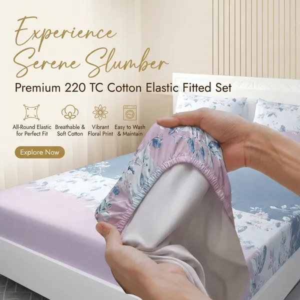 DSOUSA_PINK_220_TC_Cotton_All_Round_Elastic_Fitted_Bedsheet_with_2_Pillow_Covers_(72X78X_Upto_10_Inches)_&_360_Degree_Elasticated