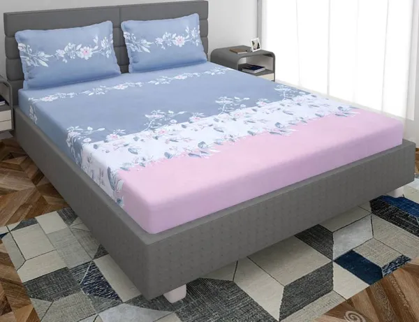 DSOUSA_PINK_220_TC_Cotton_All_Round_Elastic_Fitted_Bedsheet_with_2_Pillow_Covers_(72X78X_Upto_10_Inches)_&_360_Degree_Elasticated