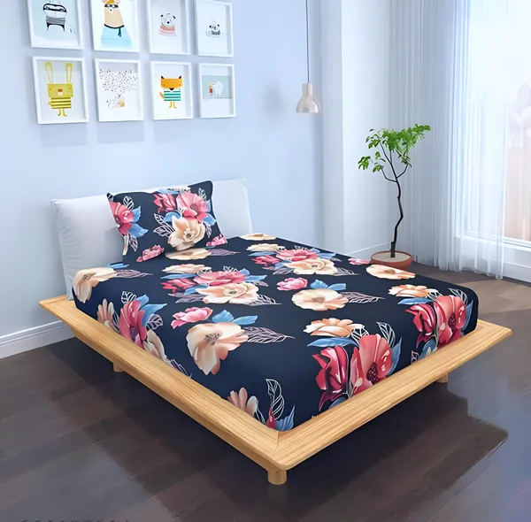 220_TC_Black_Single_Bed_Fitted_Bedsheet_Having_Size_36X72_(Fits_Upto_8_Inches_Of_Mattress)