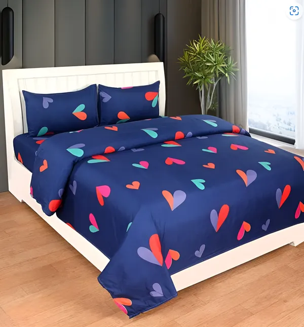 BLUE_HEART_220_TC_Cotton_All_Round_Elastic_Fitted_Bedsheet_with_2_Pillow_Covers_(72X78X_Upto_10_Inches)_&_360_Degree_Elasticated