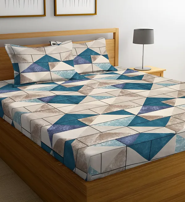 TWIL_ZIGZAGS_220_TC_Cotton_All_Round_Elastic_Fitted_Bedsheet_with_2_Pillow_Covers_(72X78X_Up_to_10_Inches)_&_360_Degree_Elasticated