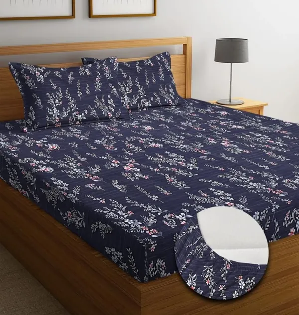 FLORANCE_Premium_Fitted_Elastic_Bedsheet_with_Two_Pillow_Covers_(72X78X_Up_to_10_Inches)_&_360_Degree_Elasticated