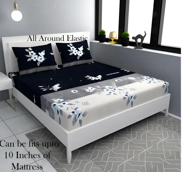 BEST_SELLER_220_TC_Fitted_Elastic_Bedsheet_with_Two_Pillow_Covers_(72X78X_Up_to_10_Inches)_&_360_Degree_Elasticated