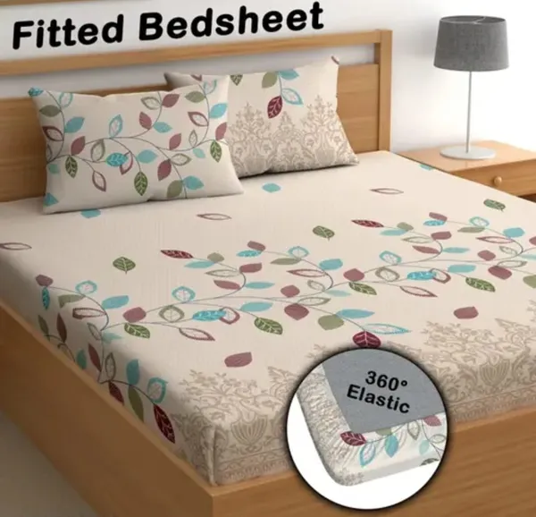 CREAM_220_TC_Double_Bedsheet_With_2_Pillow_Covers_(72X78X_Upto_10_Inches)_&_360_Degree_Elasticated
