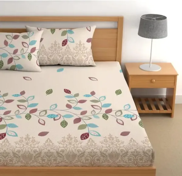 CREAM_220_TC_Double_Bedsheet_With_2_Pillow_Covers_(72X78X_Upto_10_Inches)_&_360_Degree_Elasticated