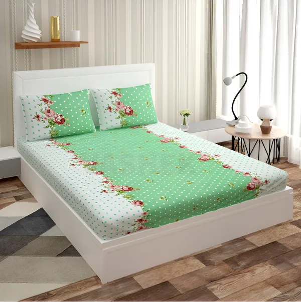 GREEN_DOT_Premium_Fitted_Floral_Bedsheet_(72X78X_Up_to_10_Inches)_&_360_Degree_Elasticated