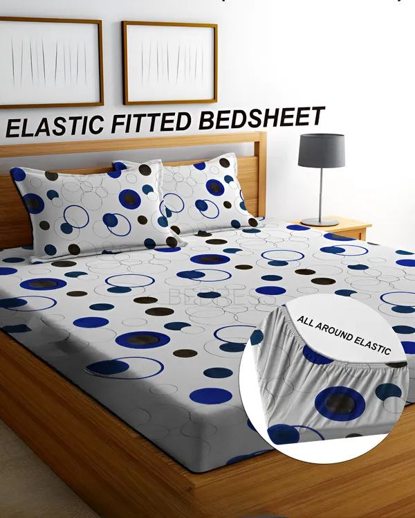 WHITE,_BLUE_HOLE_Premium_Fitted_Elastic_Bedsheet_with_Two_Pillow_Covers_(72X78X_Up_to_10_Inches)_&_360_Degree_Elasticated