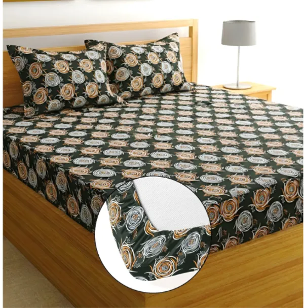 GREY_Premium__Fitted_Elastic_Bedsheet_With_Two_Pillow_Covers__(72X78X_Upto_10_Inches)_&_360_Degree_Elasticated