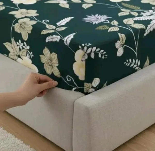 GREEN__220_TC_Cotton_All_Round_Elastic_Fitted_Bedsheet_with_2_Pillow_Covers_(72X78X_Upto_10_Inches)_&_360_Degree_Elasticated