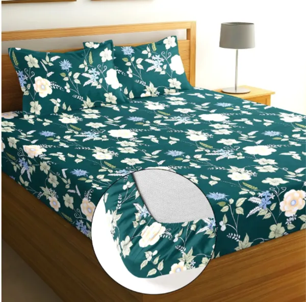 MULTI_TITLI_220_TC_Fitted_Elastic_Bedsheet_with_Two_Pillow_Covers_(72X78X_Up_to_10_Inches)_&_360_Degree_Elasticated