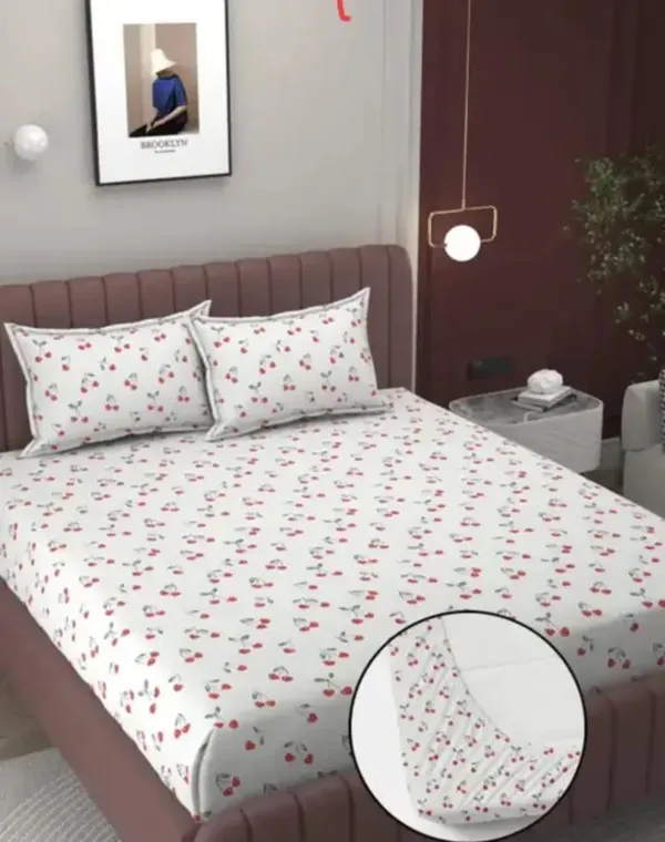 WHITE_CHERRY_Premium_Fitted_Elastic_Bedsheet_with_Two_Pillow_Covers_(72X78X_Up_to_10_Inches)_&_360_Degree_Elasticated