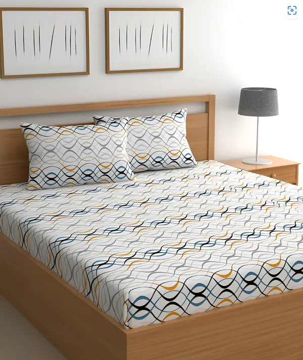 WHITE_AUDIS_Premium_Double_Bedsheet_With_2_Pillow_Covers_(72X78X_Up_to_10_Inches)_&_360_Degree_Elasticated