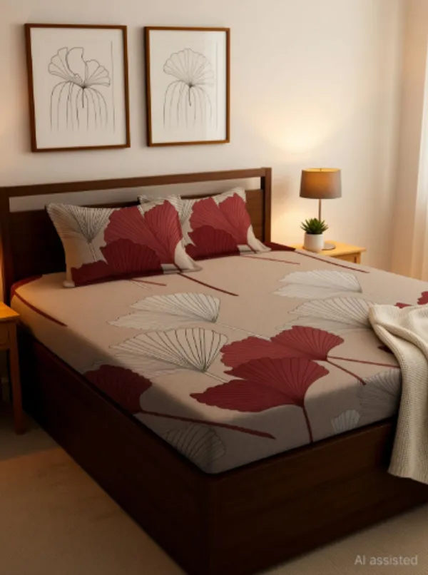BIG_RED_PETALS_Premium_Fitted_Elastic_Bedsheet_with_Two_Pillow_Covers_(72X78X_Up_to_10_Inches)_&_360_Degree_Elasticated