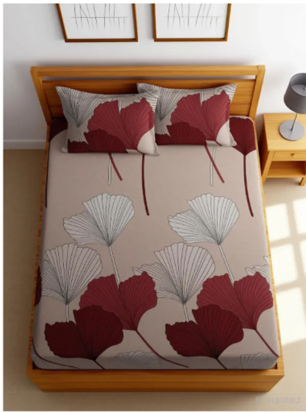 BIG_RED_PETALS_Premium_Fitted_Elastic_Bedsheet_with_Two_Pillow_Covers_(72X78X_Up_to_10_Inches)_&_360_Degree_Elasticated