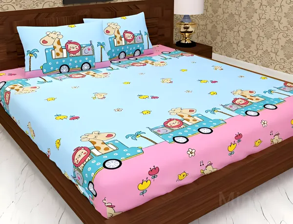 TEENZ_CAR_Premium_Fitted_Floral_Bedsheet_Multicolour_with_2_Pillow_Covers_(72X78X_Up_to_10_Inches)_&_360_Degree_Elasticated
