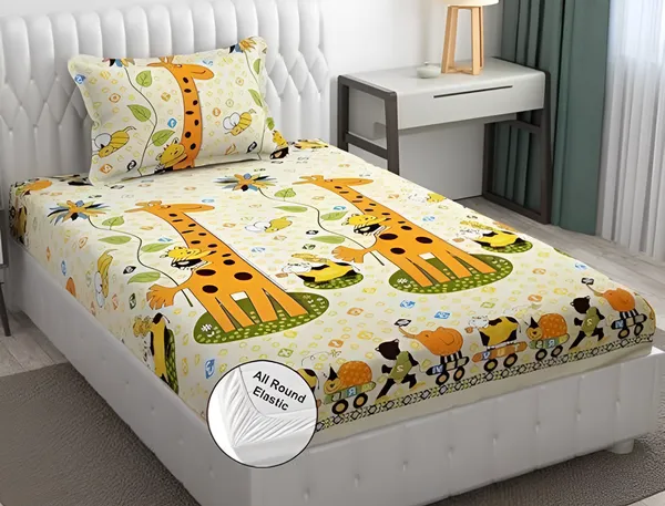 GIRAAFE_DESIGN_SINGLE_BED_FITTED_BEDSHEET_HAVING_SIZE_36"_X_72"_(Fits_up_to_8"_of_mattress)