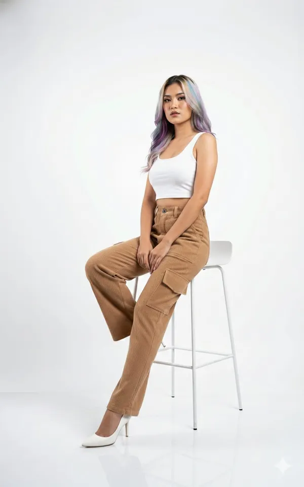 Dark_Beige_Corduroy_Cargo_Pants_For_Women