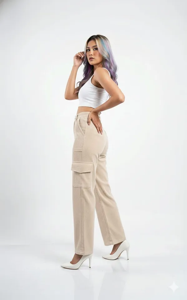 Light_Beige_Corduroy_Cargo_Pants_For_Women