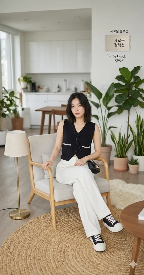 Floral_applique_knitted_Korean_vest_Black