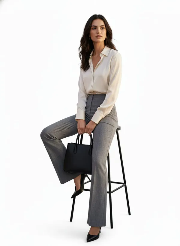 Women_Textured__Flared_Sculpted_High-Rise_Trousers_-_Grey
