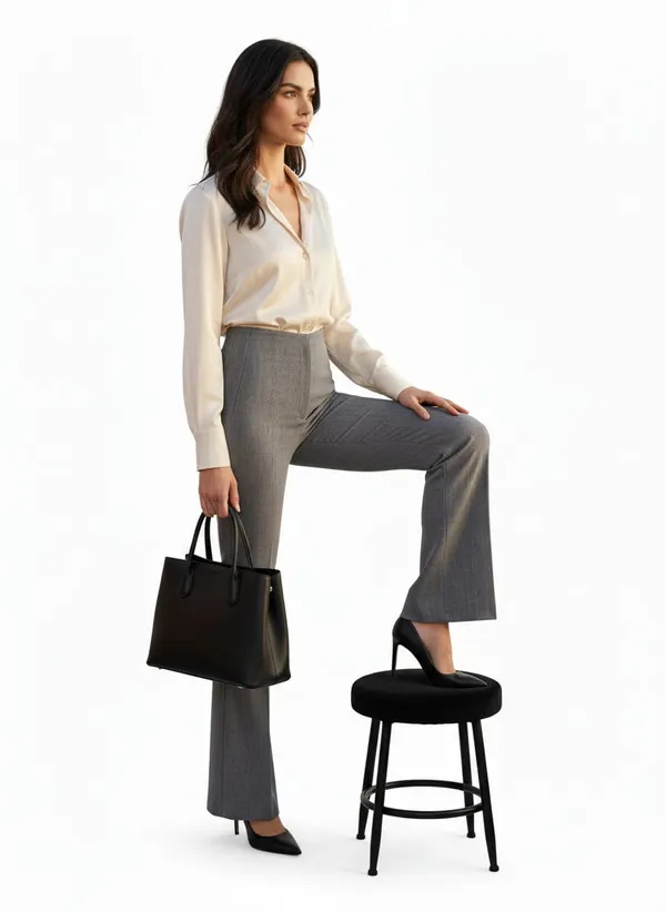 Women_Textured__Flared_Sculpted_High-Rise_Trousers_-_Grey