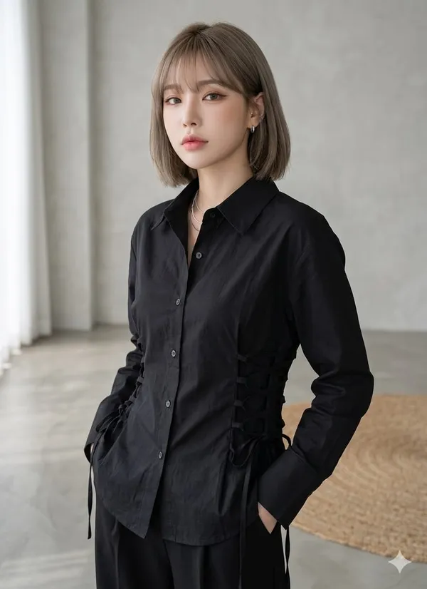 Side_fitted_sustainable_cotton_shirt_-_Black
