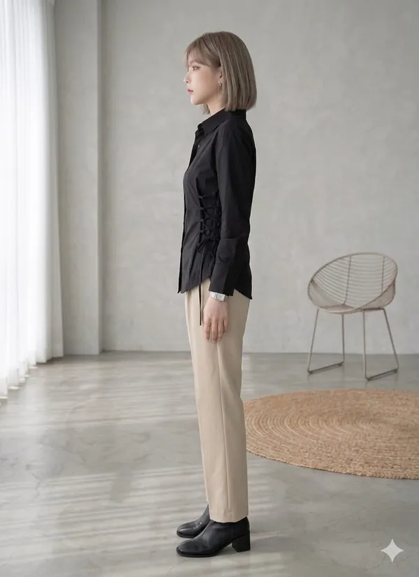 Side_fitted_sustainable_cotton_shirt_-_Black