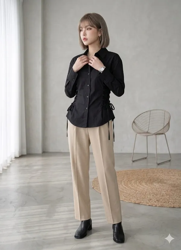 Side_fitted_sustainable_cotton_shirt_-_Black