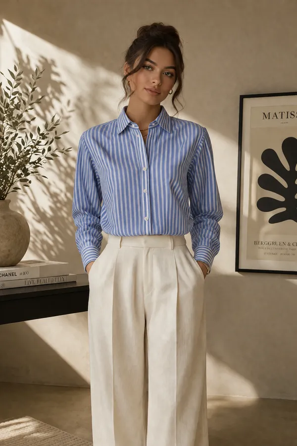 Women_stripe_fitted_shirt_Blue