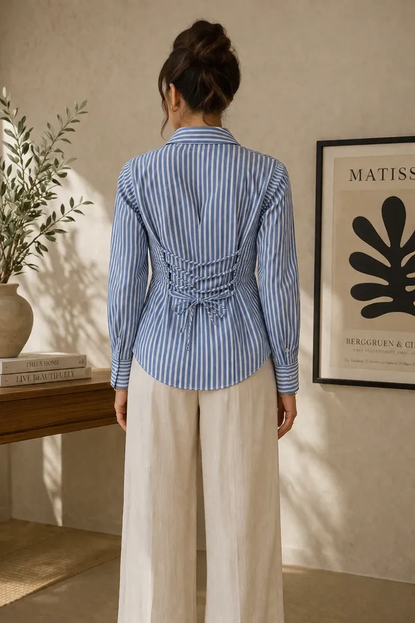 Women_stripe_fitted_shirt_Blue