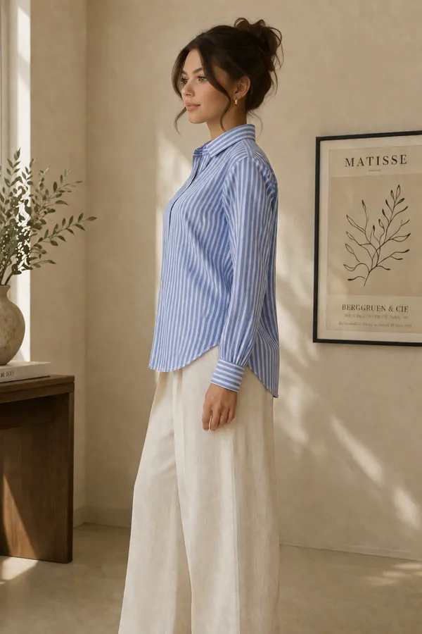Women_stripe_fitted_shirt_Blue