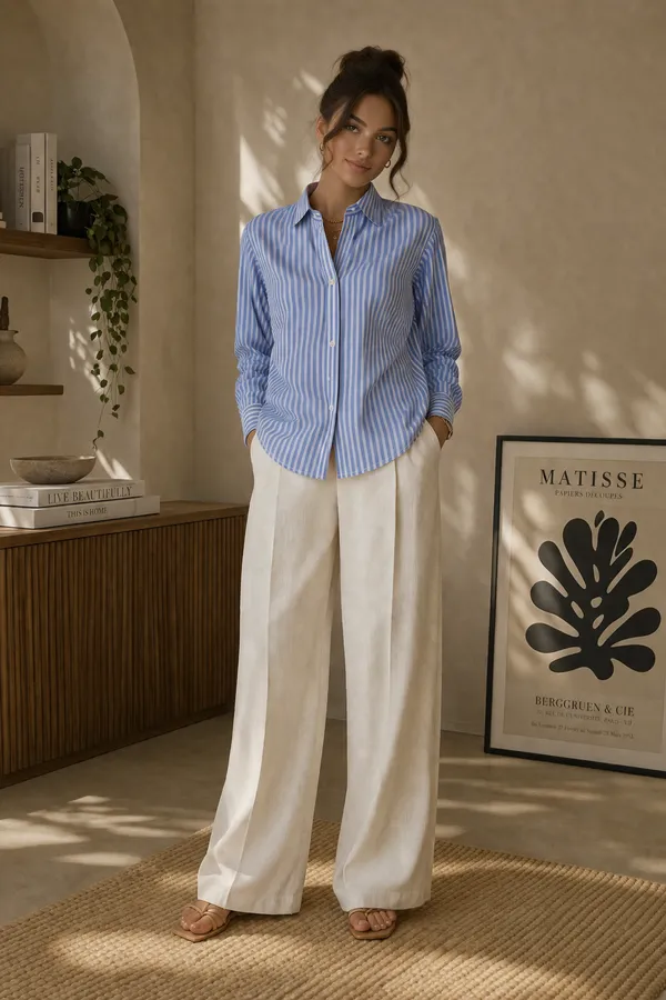 Women_stripe_fitted_shirt_Blue