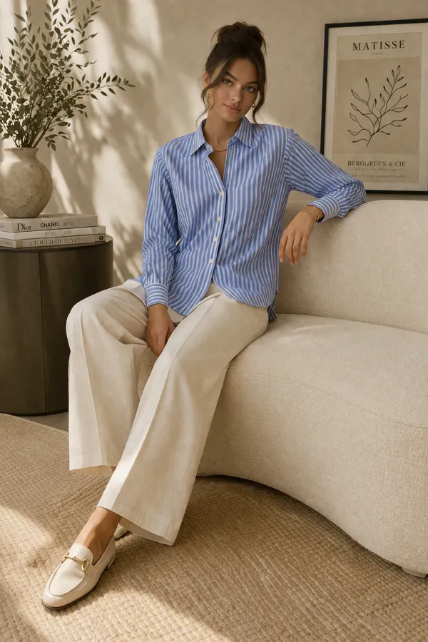Women_stripe_fitted_shirt_Blue