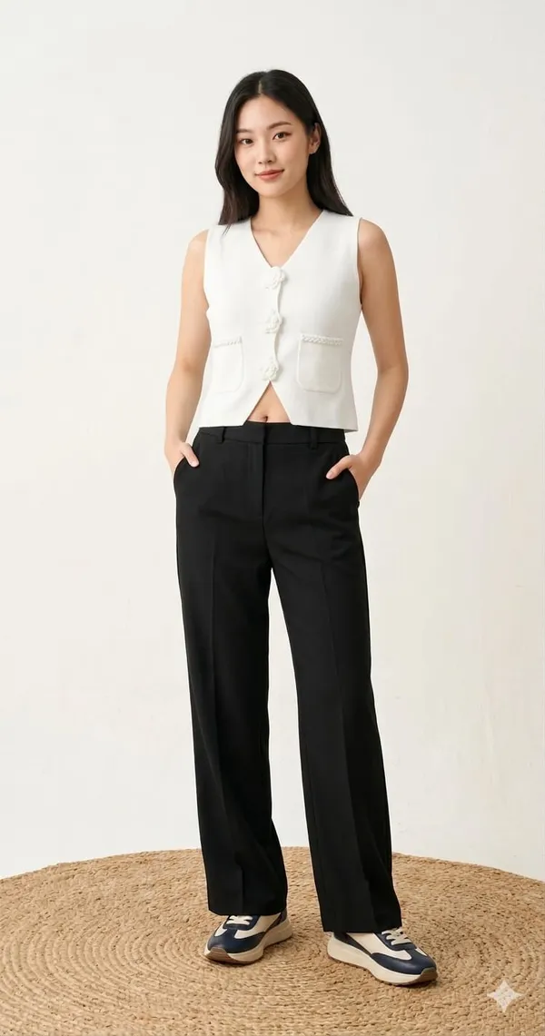 Floral_applique_knitted_Korean_vest_White