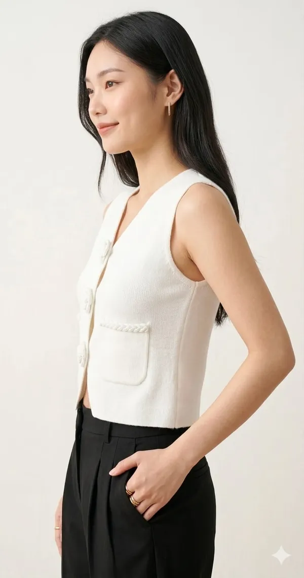 Floral_applique_knitted_Korean_vest_White