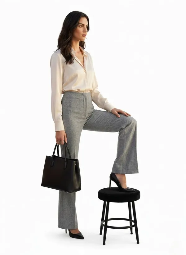 Women_Light_grey_Textured_Flared_Sculpted_High-Rise_Trousers_
