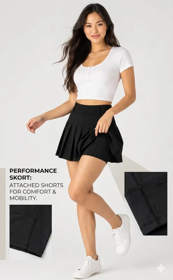 Women_Pleated_short_skirt_Black