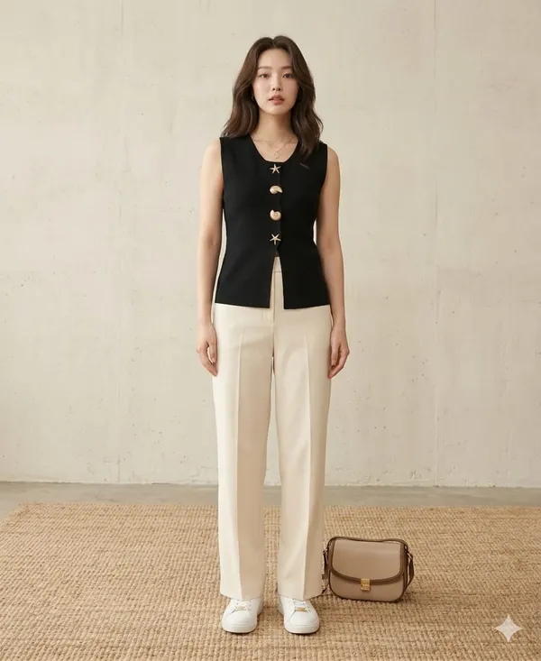 Mermaid_knitted_Korean_vest_Black
