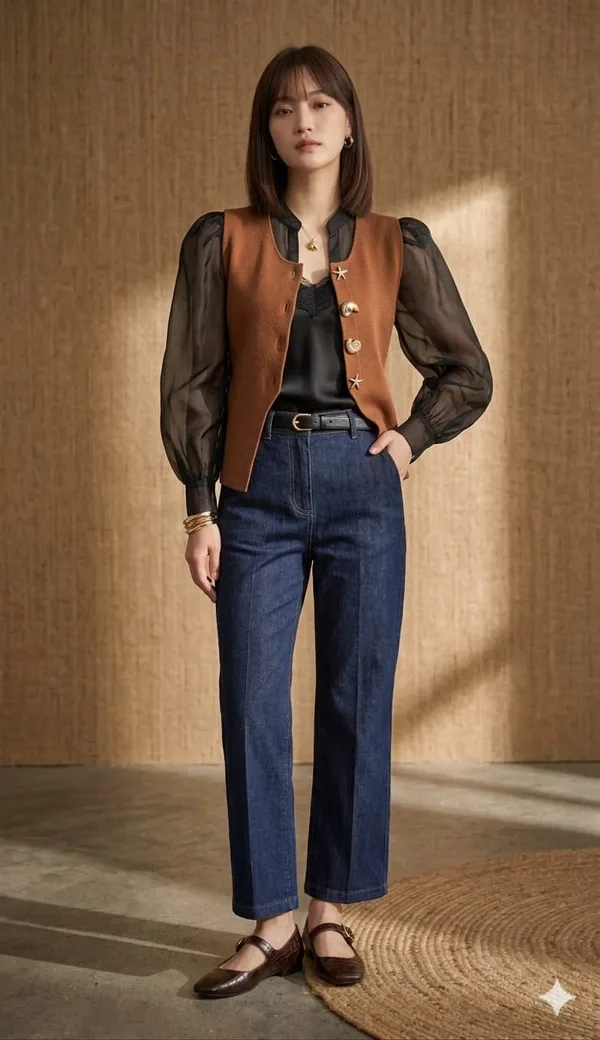 Mermaid_knitted_Korean_vest_Brown