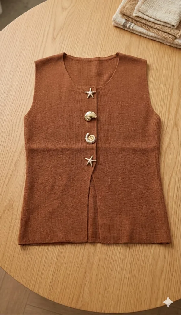 Mermaid_knitted_Korean_vest_Brown
